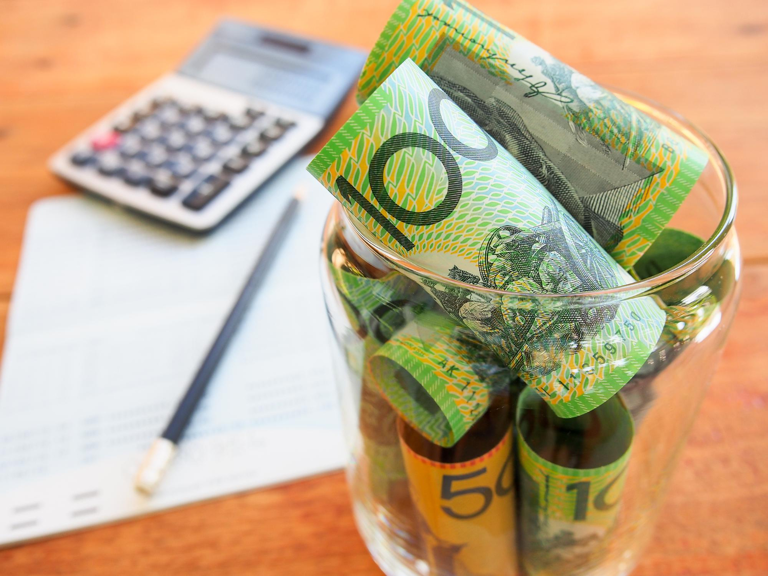 australia bank note account book calculator saving money concept