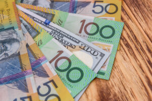 australian dollar close up desk