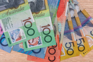 colorful australian dollar banknotes close up table (1)